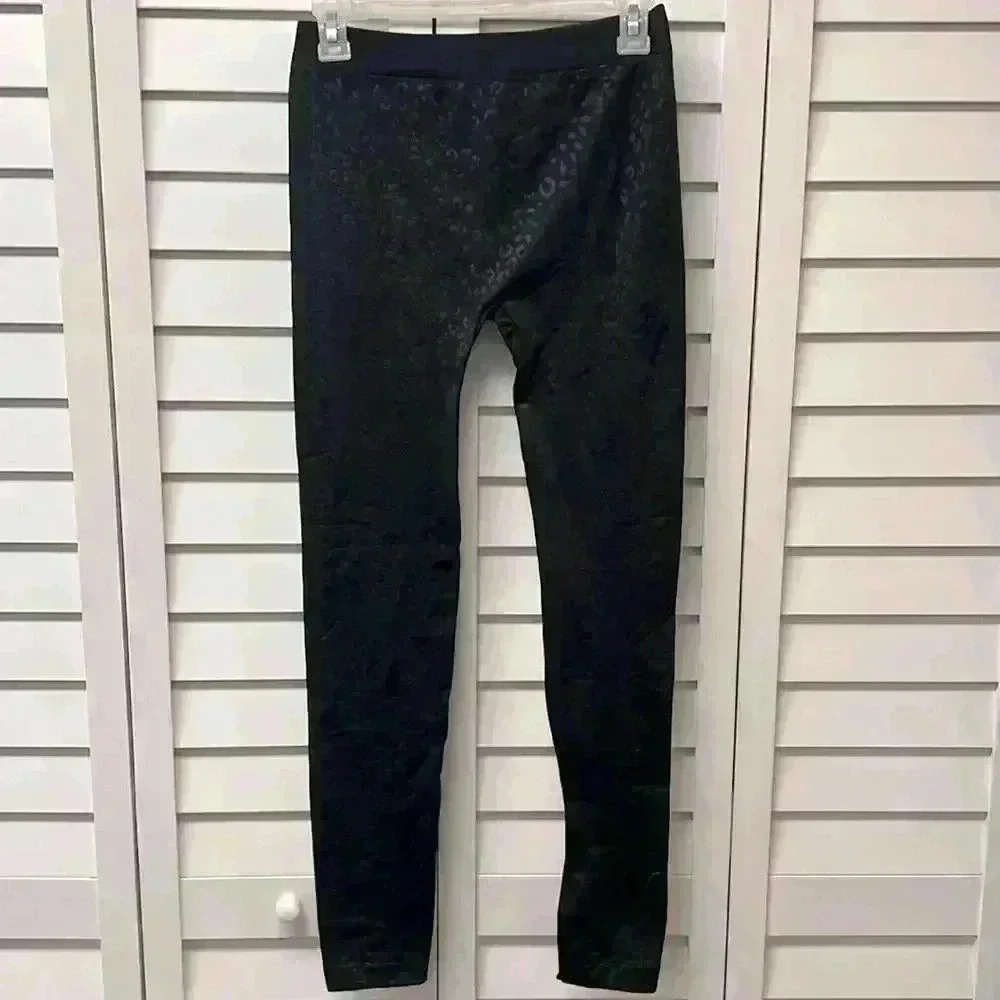 Planet Gold Leopard Print Fleece Lined Leggings - Size S